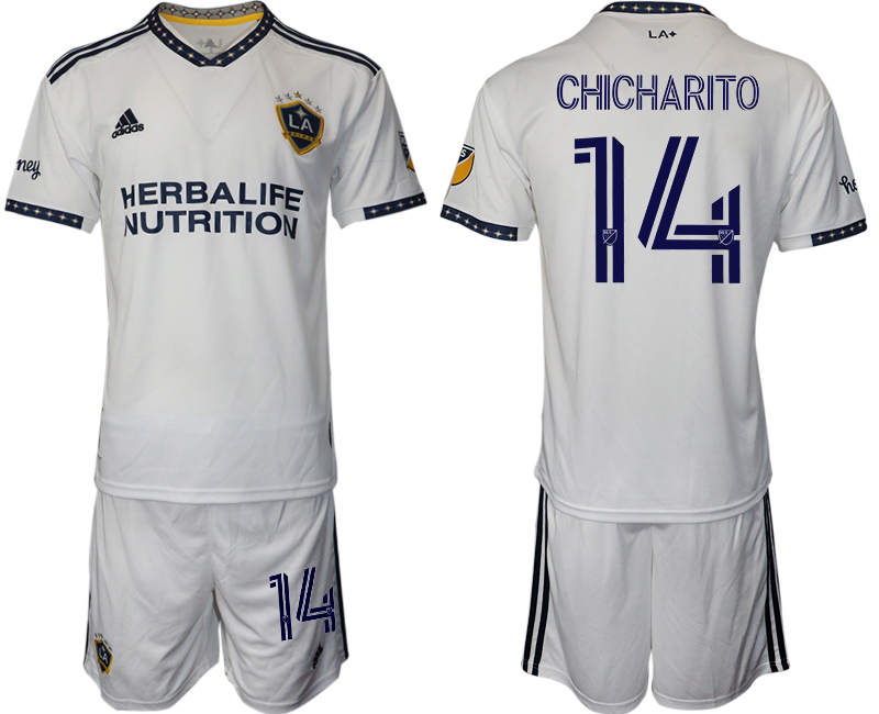 Men 2022-2023 Club Los Angeles Galaxy home white #14 Adidas Soccer Jersey->los angeles galaxy jersey->Soccer Club Jersey